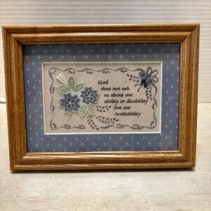 CROSSOAK Ind. Embroidered  Framed Artwork Inspirational Made In USA Cottage Core